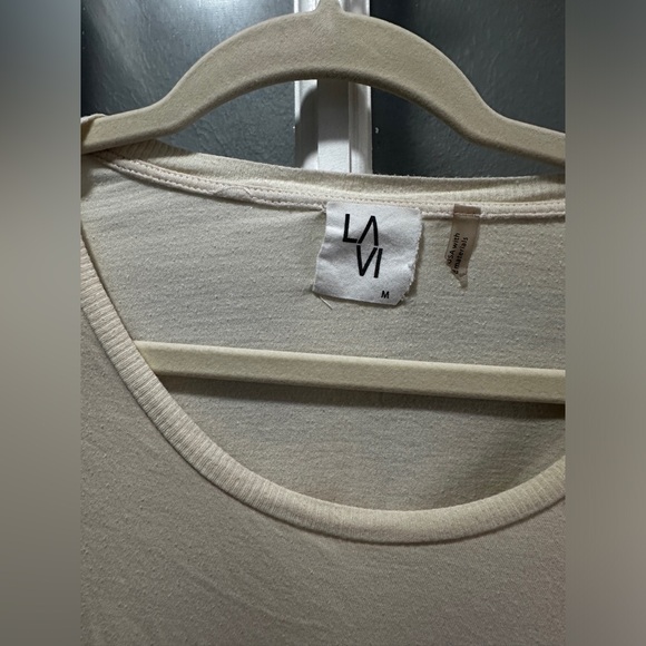 LA VI Cream Front Tie Crop Top - Picture 3 of 6